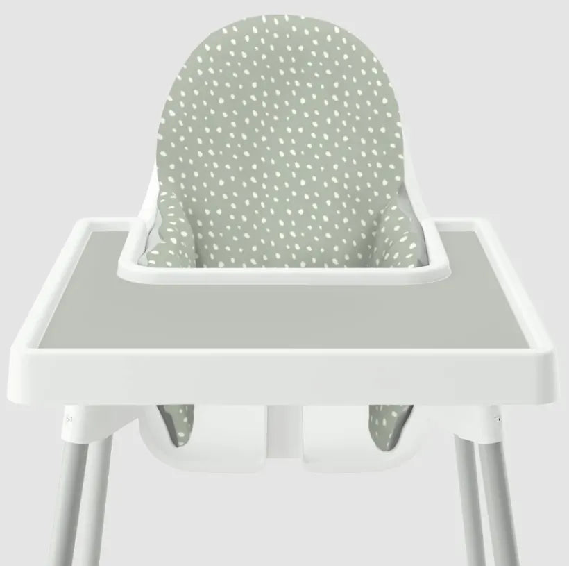 Highchair Cushion cover - White beans on sage