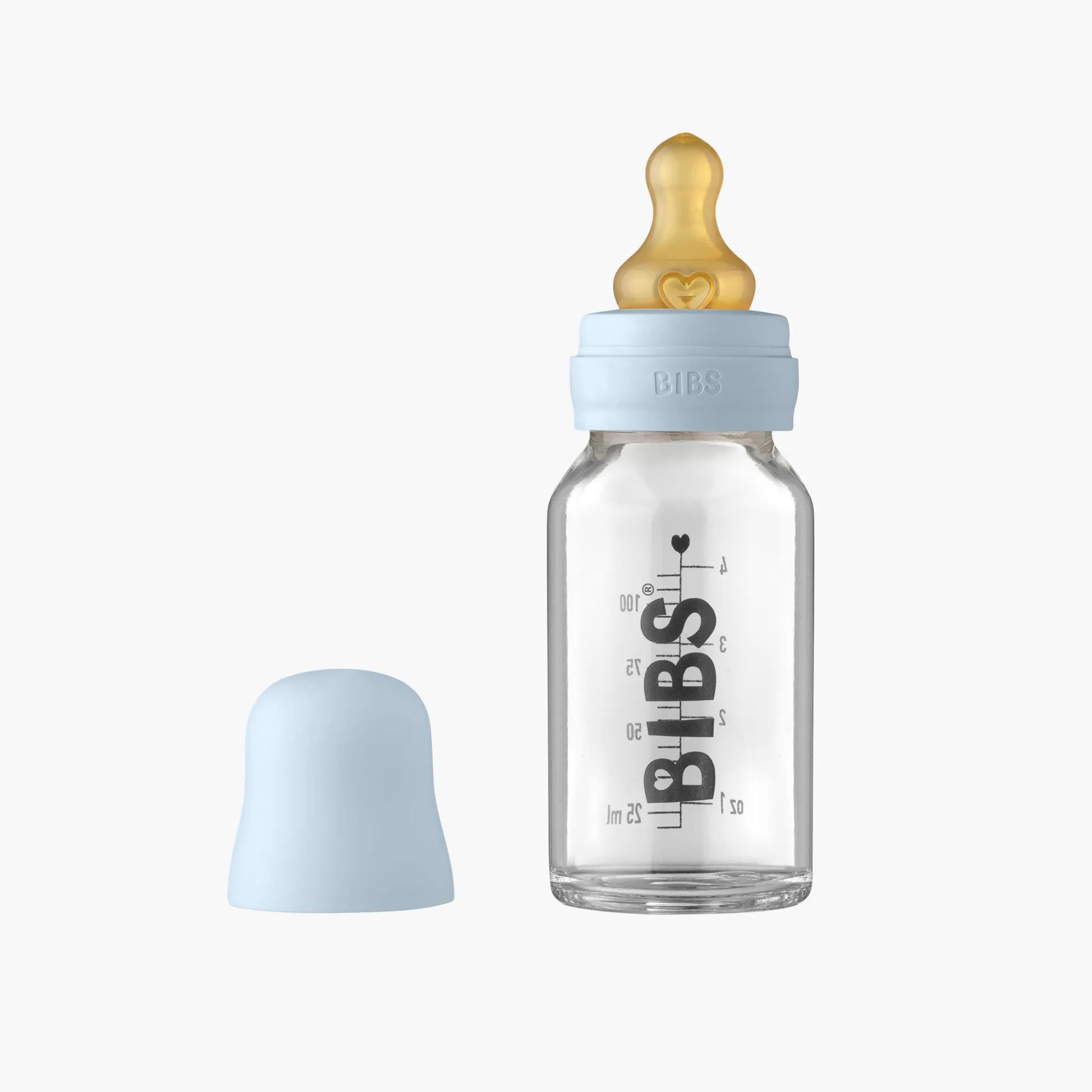 BIBS Glass Baby Bottle - Baby Blue 110mls