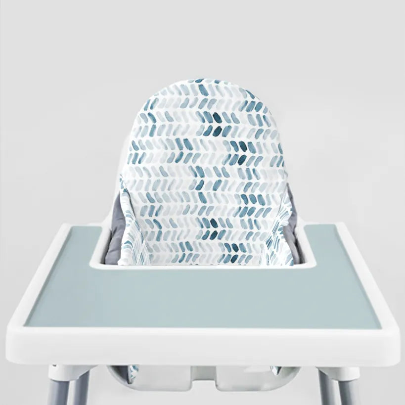 Highchair Cushion cover -Blue Herringbone