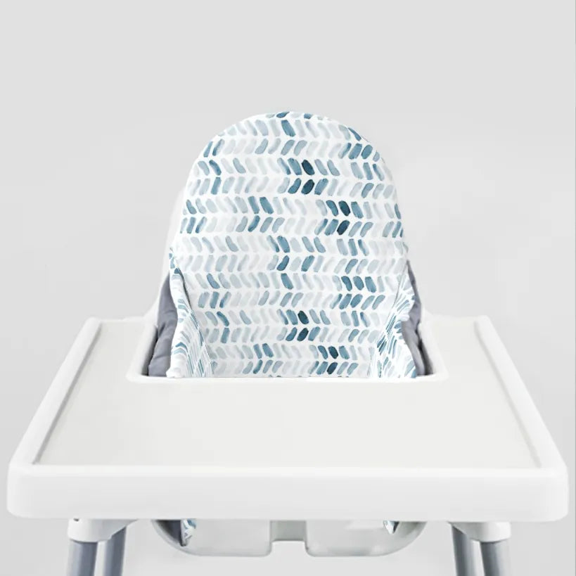 Highchair Cushion cover -Blue Herringbone