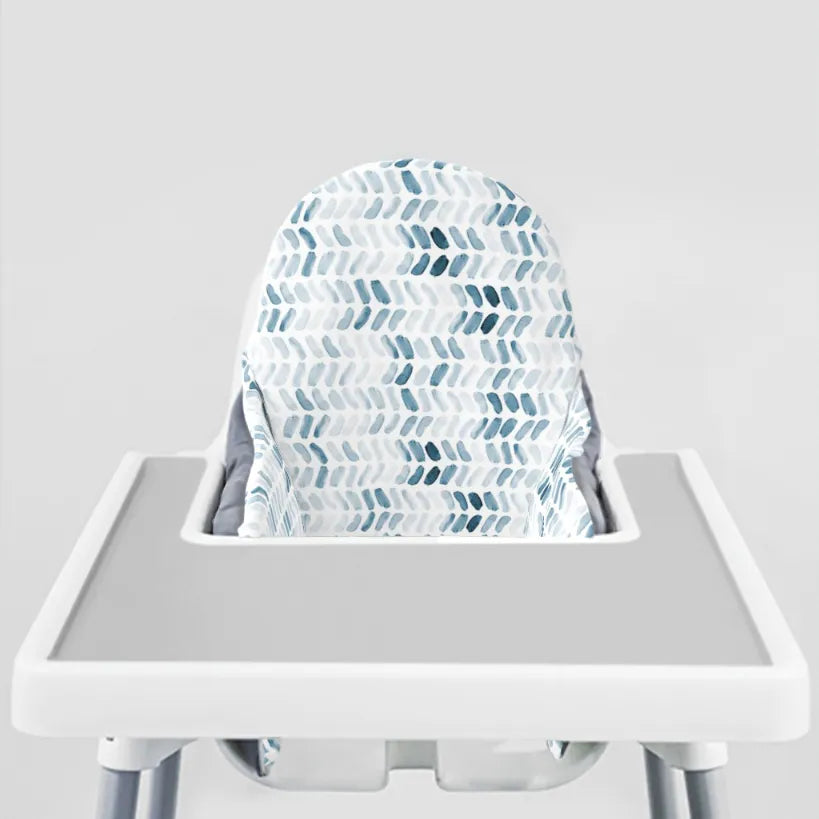 Highchair Cushion cover -Blue Herringbone