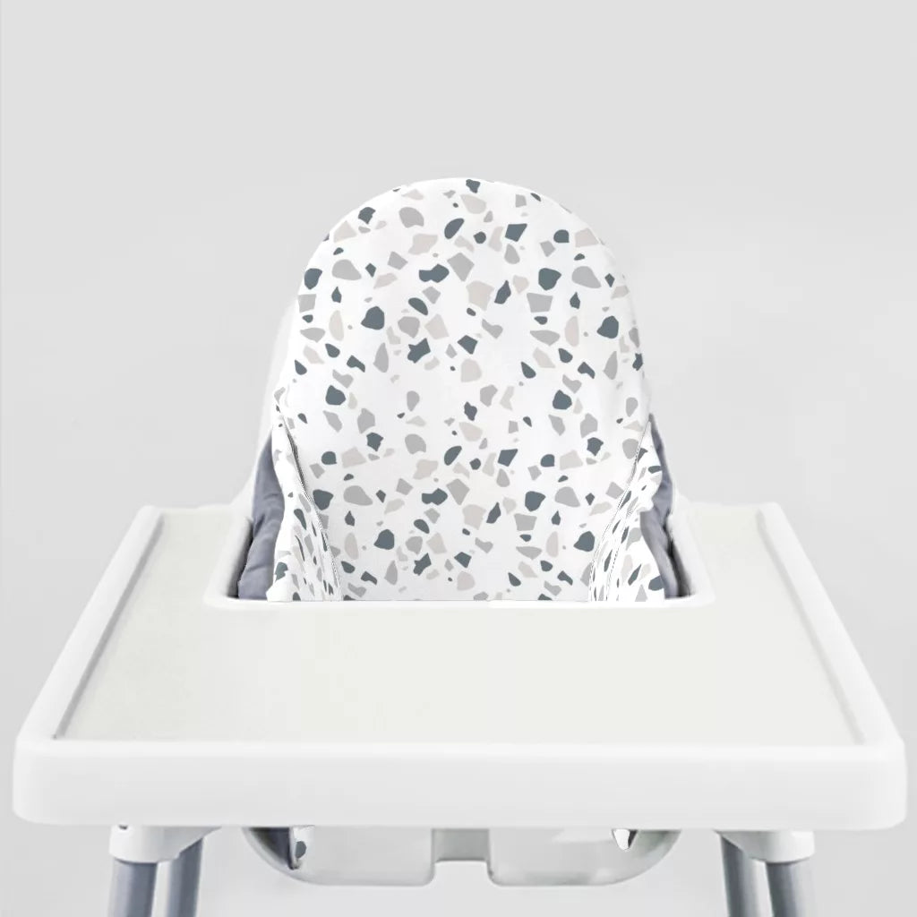 Blue Stone Terrazzo Ikea Highchair cushion cove-Coconut Cream