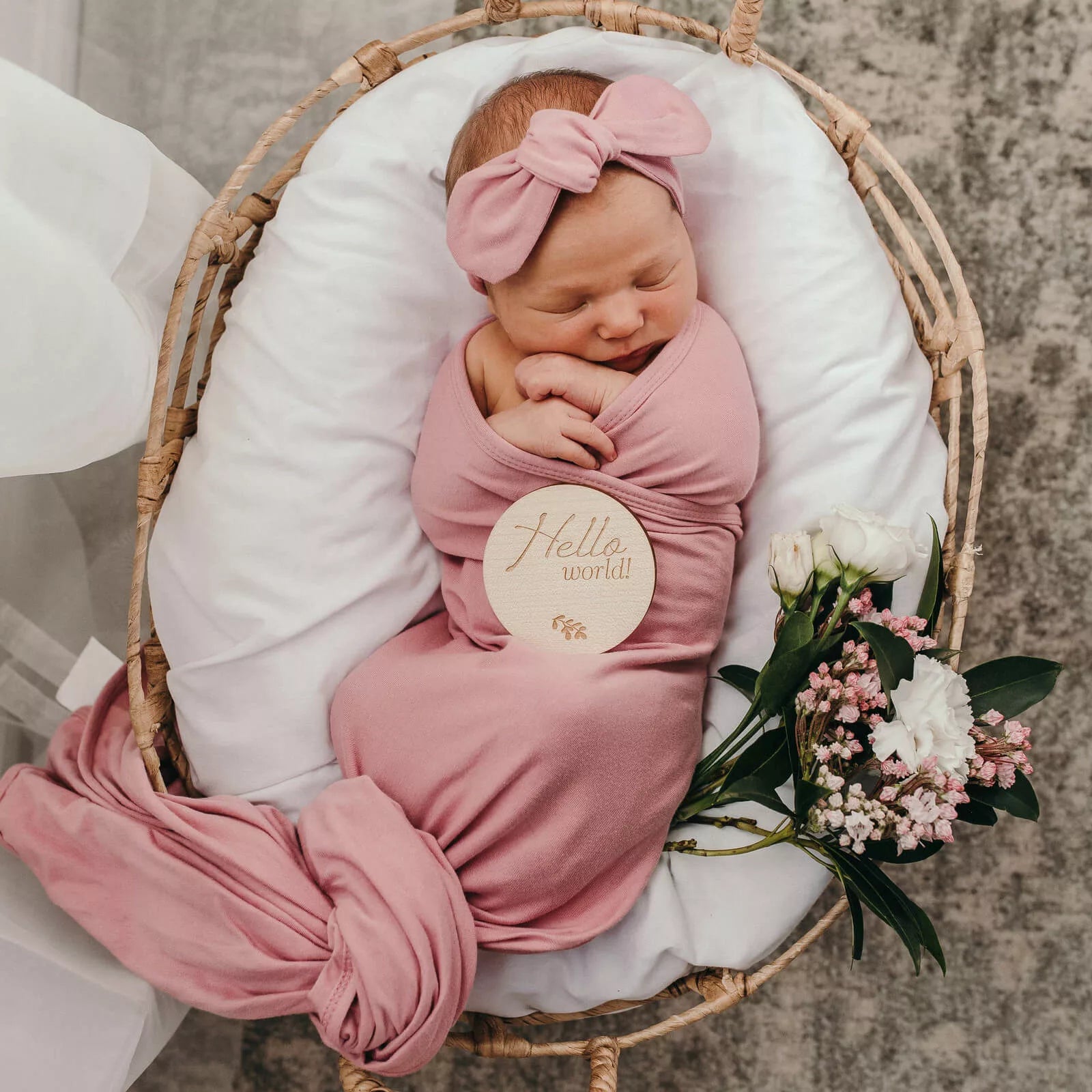 Blush Jewel - Baby Jersey Wrap & Topknot Set