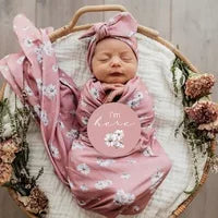 Daisy - Baby Jersey Wrap & Topknot Set