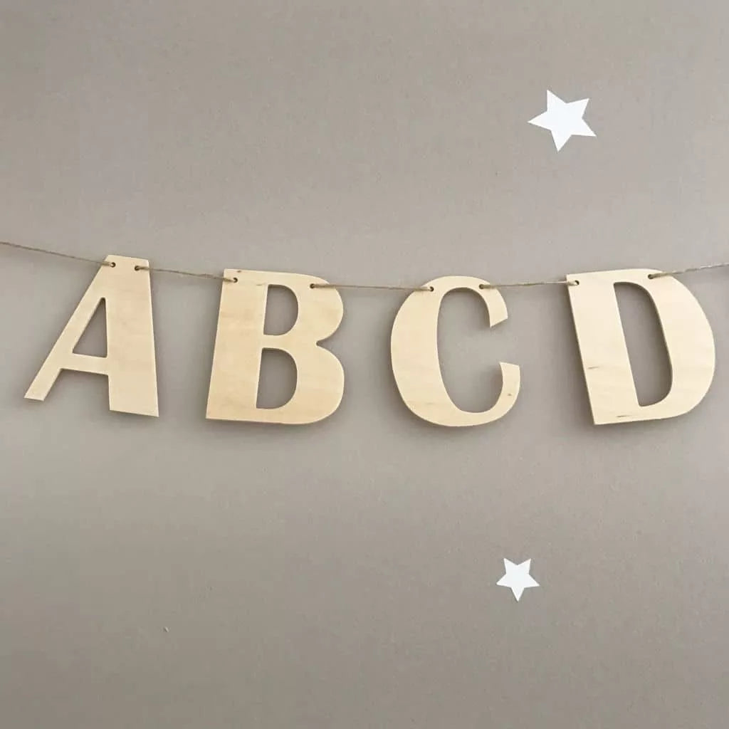 Personalised wooden aplphabet garland