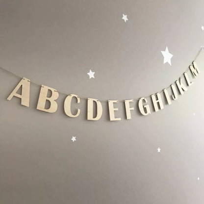Personalised wooden aplphabet garland