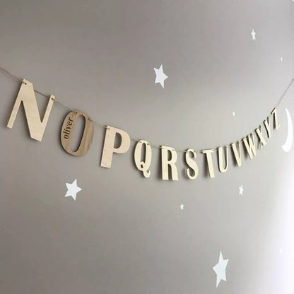 Personalised wooden aplphabet garland