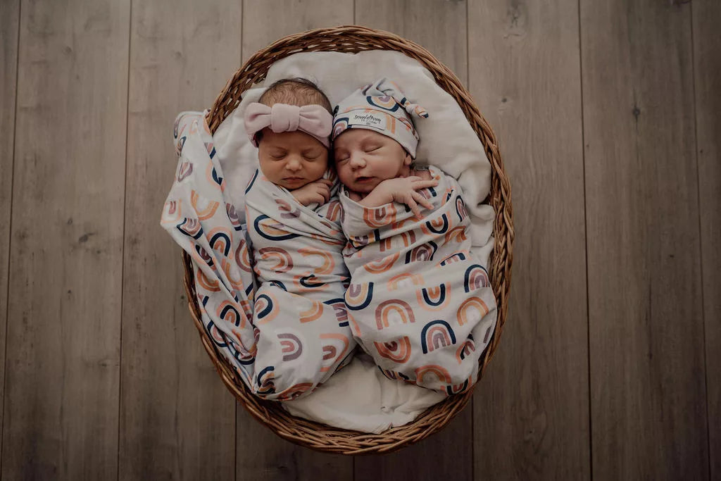 Sunset Rainbow - Baby Jersey Wrap & Beanie Set 2