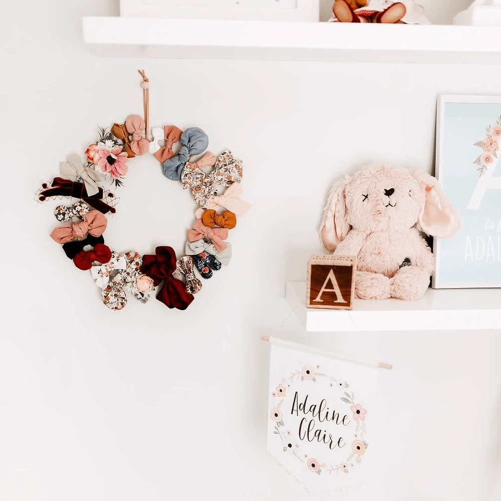 bow wreath on wall