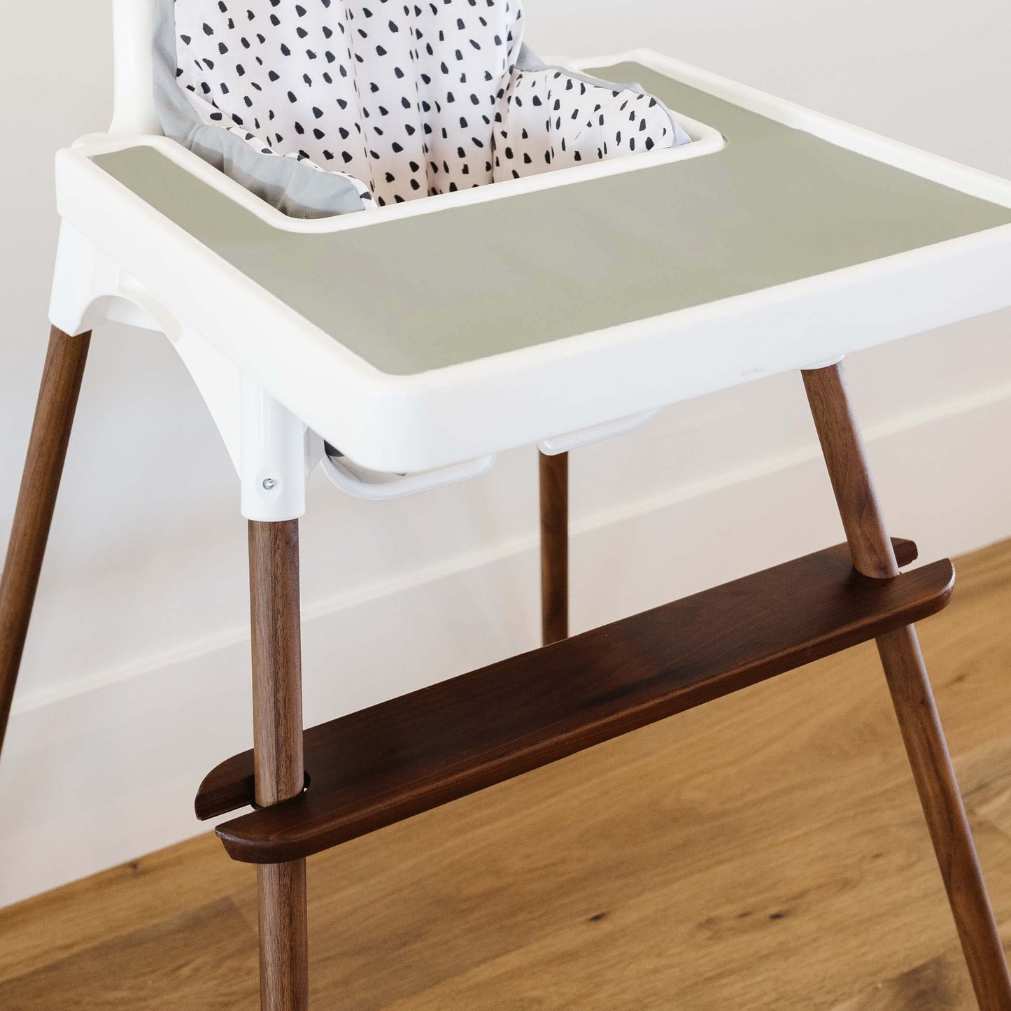 Walnut leg wraps and walnut foot rest