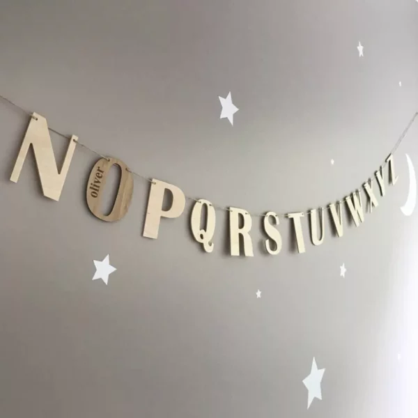 Personalised wooden aplphabet garland